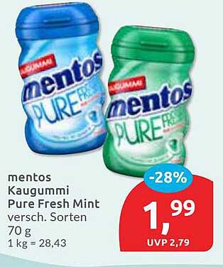mentos Kaugummi Pure Fresh Mint 70 g