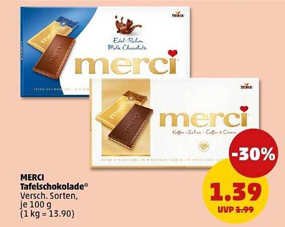 Merci Tafelschokolade - Unterschiedliche Sorten