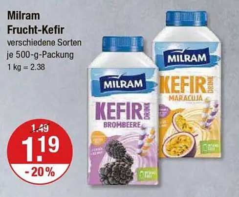 Milram Frucht-Kefir verschiedene Sorten je 500-g-Packung