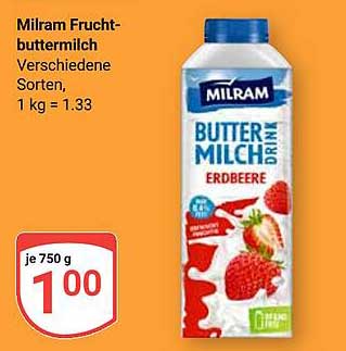 Milram Fruchtbuttermilch Erdbeere 750 g