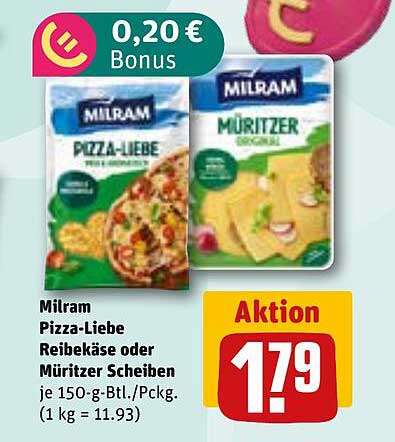 Milram Pizza-Liebe Reibekäse oder Müritzer Scheiben