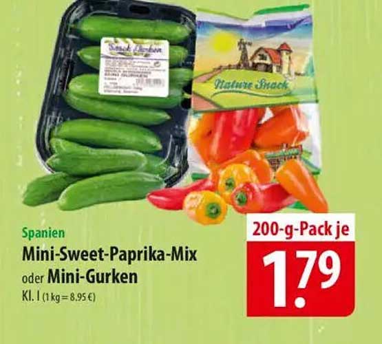 Mini-Sweet-Paprika-Mix oder Mini-Gurken 200-g-Pack