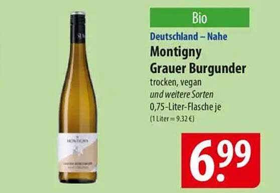 Montigny Grauer Burgunder trocken, vegan - 0,75-Liter-Flasche