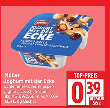 Müller Joghurt mit der Ecke - Schlemmer- oder Knusperjoghurt
