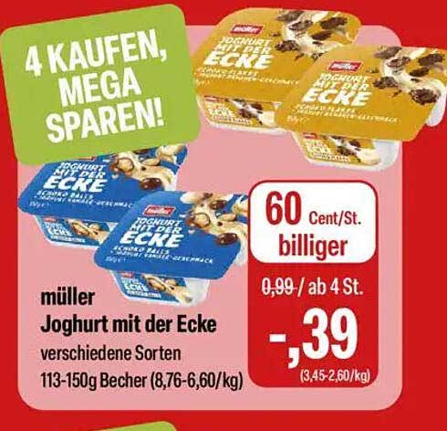 Müller Joghurt mit der Ecke – verschiedene Sorten