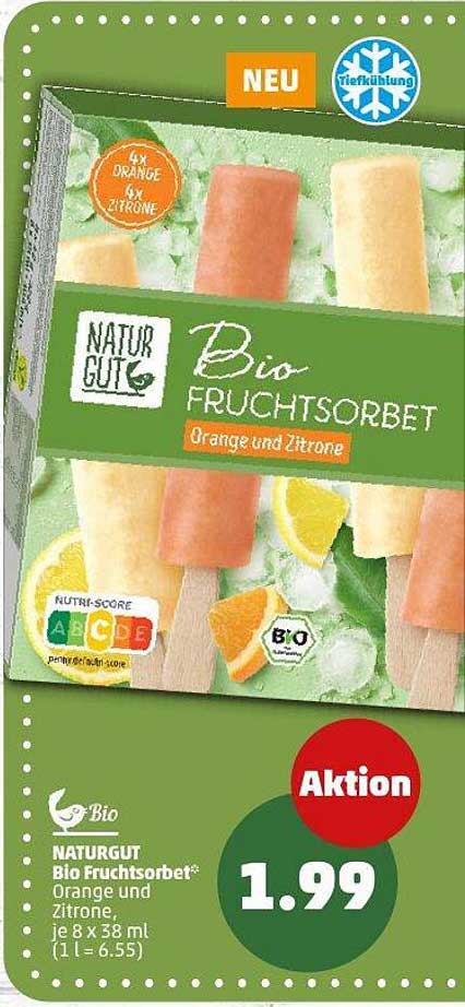 NATURGUT Bio Fruchtsorbet Orange und Zitrone