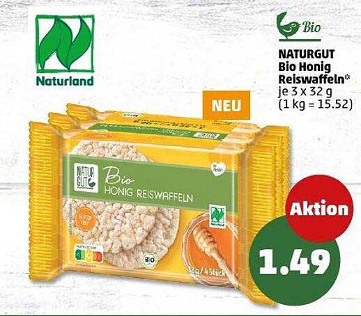 NATURGUT Bio Honig Reiswaffeln 3 x 32 g