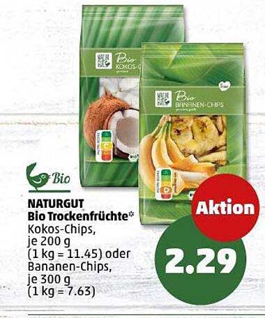 NATURGUT Bio Trockenfrüchte: Kokos-Chips und Bananen-Chips