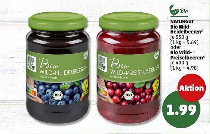 NATURGUT Bio Wild-Heidelbeeren und Bio Wild-Preiselbeeren