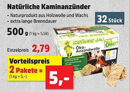 Natürliche Kaminanzünder 32 Stück