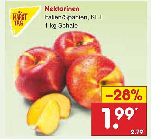 Nektarinen Italien/Spanien, Kl. I - 1 kg Schale