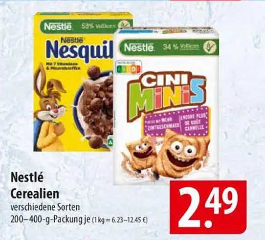 Nestlé Cerealien verschiedene Sorten 200-400-g-Packung
