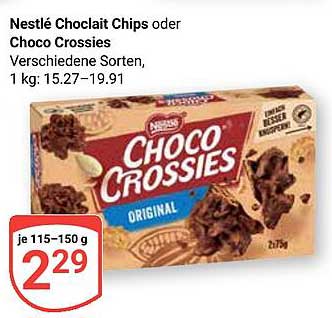Nestlé Choclit Chips oder Choco Crossies, verschiedene Sorten, 1 kg