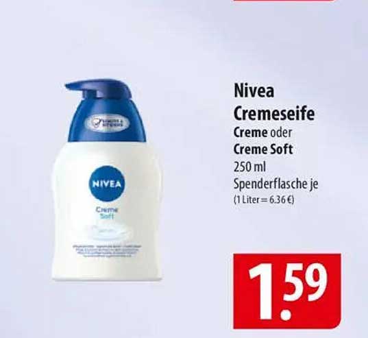 Nivea Cremeseife Creme oder Creme Soft 250 ml Spenderflasche