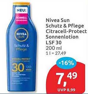 Nivea Sun Schutz & Pflege Citracell-Protect Sonnenlotion LSF 30 200 ml