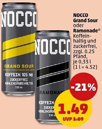 NOCCO Grand Sour oder Ramonade, 330 ml