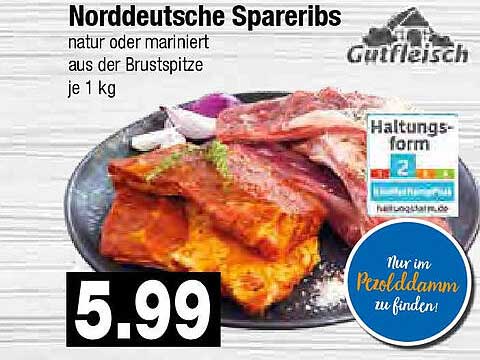 Norddeutsche Spareribs - natur oder mariniert aus der Brustspitze