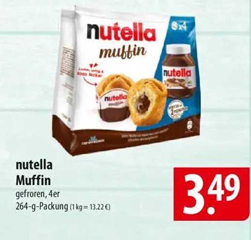 nutella Muffin gefroren, 4er Packung