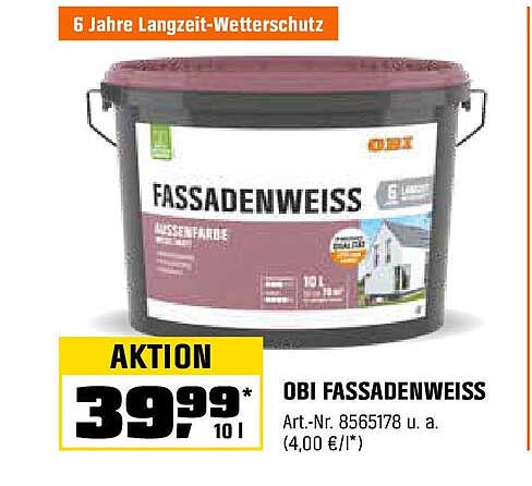 OBI FASSADENWEISS - Außenfarbe mit 6 Jahren Langzeit-Wetterschutz