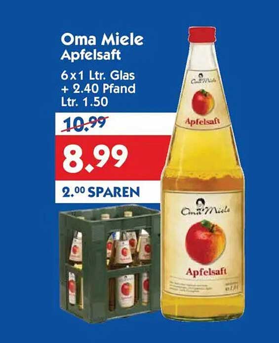Oma Miele Apfelsaft 6 × 1 Ltr. Glas