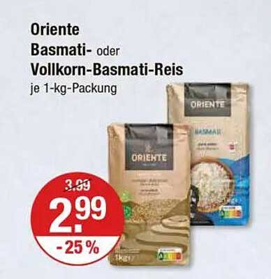 Oriente Basmati- oder Vollkorn-Basmati-Reis je 1-kg-Packung