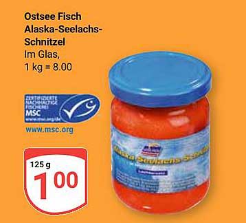 Ostsee Fisch Alaska-Seelachs-Schnitzel im Glas, 125 g