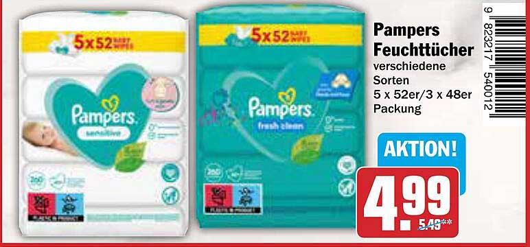 Pampers Feuchttücher verschiedene Sorten 5 x 52er/3 x 48er Packung