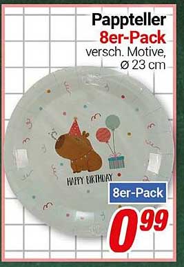 Pappteller 8er-Pack, verschiedene Motive, Ø 23 cm