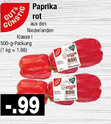 Paprika rot aus den Niederlanden 500-g-Packung