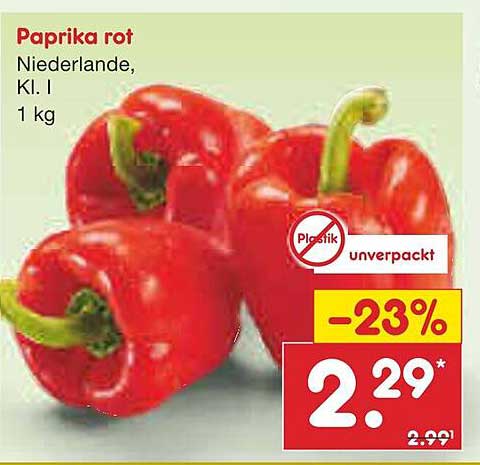 Paprika rot, Niederlande, Kl. I, 1 kg