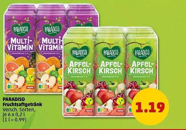 PARADISO Fruchtgetränk Verschiedene Sorten, je 6 x 0,2 l