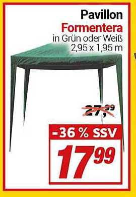 Pavillon Formentera in Grün oder Weiß – 2,95 x 1,95 m