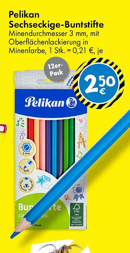 Pelikan Sechseckige-Buntstifte 12er-Pack