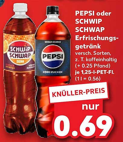 PEPSI oder SCHWIP SCHWAP Erfrischungsgetränk