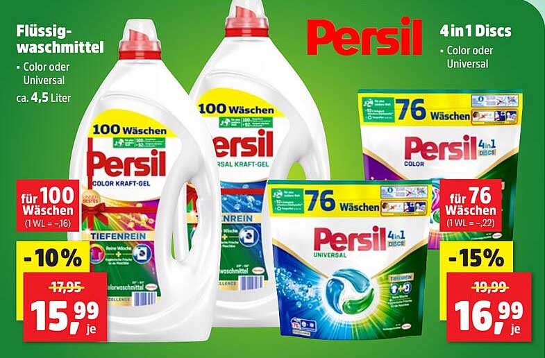 Persil Flüssigwaschmittel und 4 in 1 Discs
