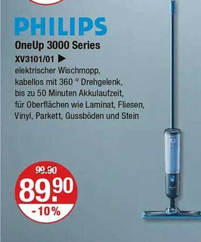 PHILIPS OneUp 3000 Series XV3101/01 elektrischer Wischmopp