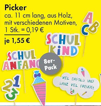 Picker (8er-Pack) aus Holz - ideal für Schulanfang