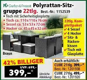 Poly-Rattan-Sitzgruppe 22-tlg.