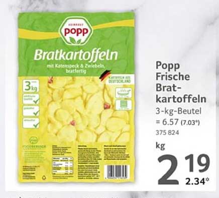 Popp Frische Bratkartoffeln mit Katenspeck & Zwiebeln – 3-kg-Beutel