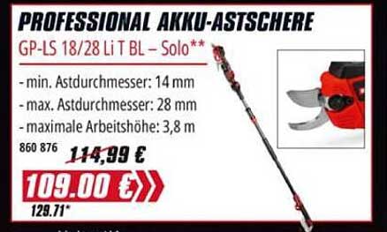 PROFESSIONAL AKKU-ASTSCHERE GP-LS 18/28 Li T BL – Solo