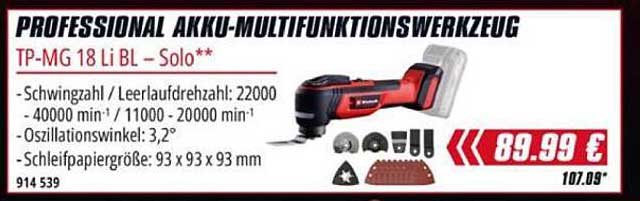 Professional Akku-Multifunktionswerkzeug TP-MG 18 Li BL – Solo
