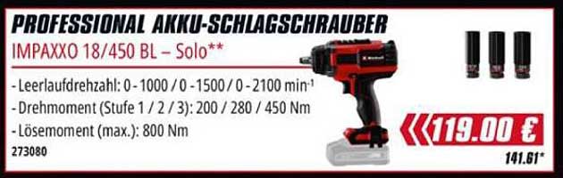PROFESSIONAL AKKU-SCHLAGSCHRAUBER IMPAXXO 18/450 BL – Solo