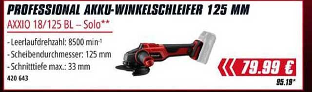 PROFESSIONAL AKKU-WINKELSCHLEIFER 125 MM AXXIO 18/125 BL – Solo