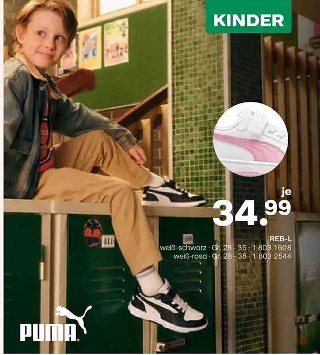 PUMA Kinder Sneakers in Weiß-Schwarz und Weiß-Rosa