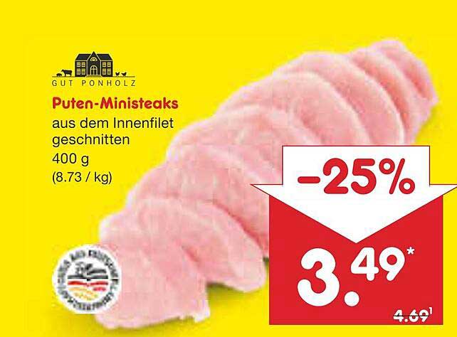 Puten-Ministeaks aus dem Innenfilet 400 g