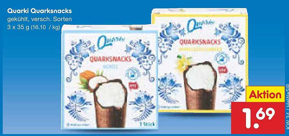 Quarki Quarksnacks, gekühlt, verschiedene Sorten