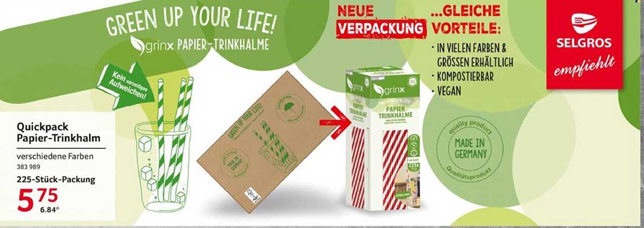 Quickpack Papier-Trinkhalm - 225 Stück