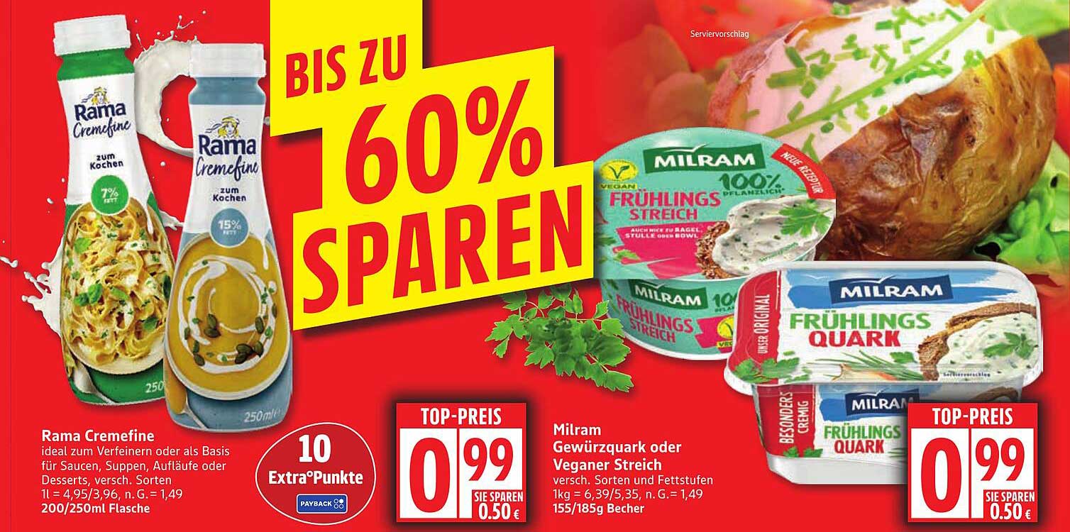 Rama Cremefine und Milram Frühlings Streich Angebote