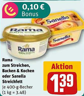 Rama zum Streichen, Backen & Kochen oder Sanella Streichfett