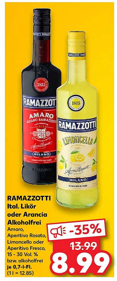 RAMAZZOTTI Ital. Likör oder Arancia Alkoholfrei